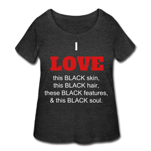 Load image into Gallery viewer, I LOVE - Black Women’s Curvy T-Shirt - deep heather