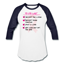 Load image into Gallery viewer, To Do Breast Cancer Awareness - Baseball Tee - white/navy