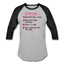 Load image into Gallery viewer, To Do Breast Cancer Awareness - Baseball Tee - heather gray/black
