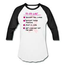 Load image into Gallery viewer, To Do Breast Cancer Awareness - Baseball Tee - white/black
