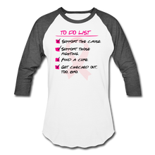 Load image into Gallery viewer, To Do Breast Cancer Awareness - Baseball Tee - white/charcoal
