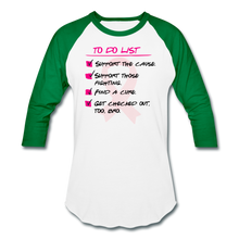 Load image into Gallery viewer, To Do Breast Cancer Awareness - Baseball Tee - white/kelly green
