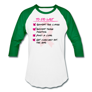 To Do Breast Cancer Awareness - Baseball Tee - white/kelly green