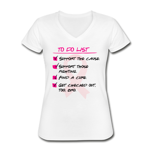 To Do - Breast Cancer Awareness V-Neck T-Shirt - white